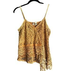 BKE Lace Spaghetti Strap Top - rust color size S